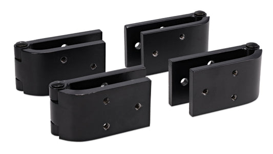 Set of three silver metal door hinges for classic Ford Bronco, side view