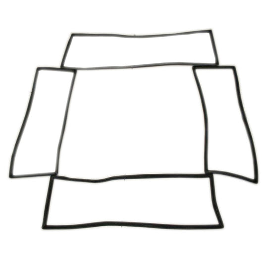 Black rubber windshield seal kit with plain edge design, front view