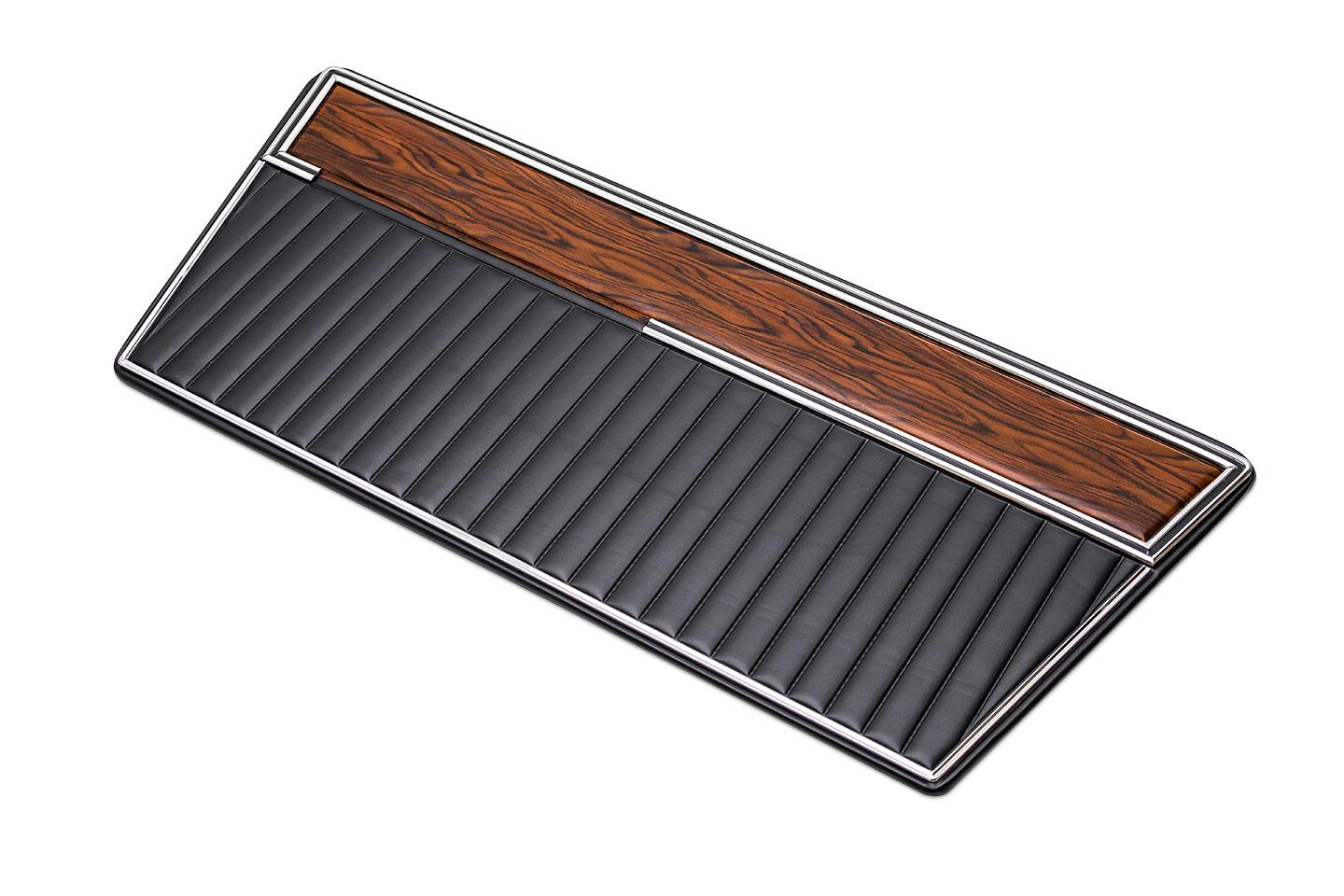 Door Panels - Deluxe, Black w/Woodgrain, Pair, 1968-77 Ford Bronco