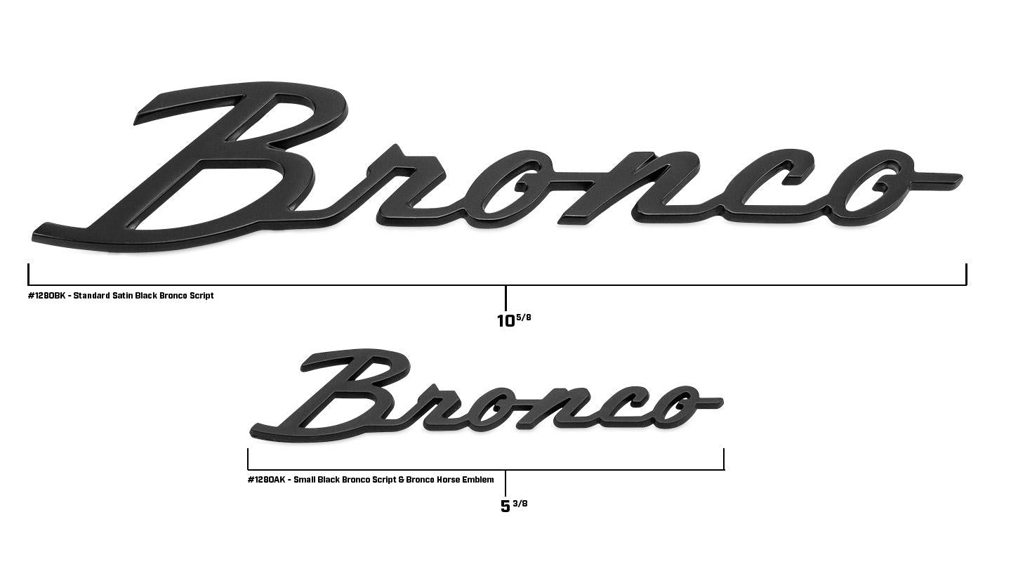 Bronco Script & Horse Emblem Set, Black, Adhesive-Backed