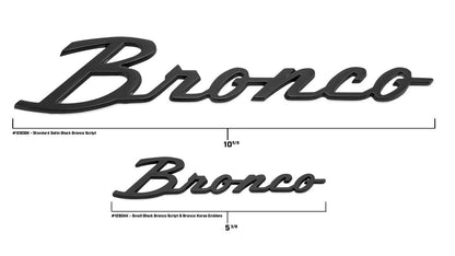 Bronco Script & Horse Emblem Set, Black, Adhesive-Backed
