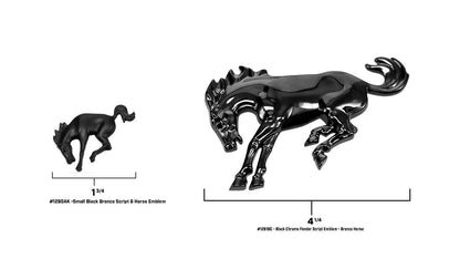 Bronco Script & Horse Emblem Set, Black, Adhesive-Backed