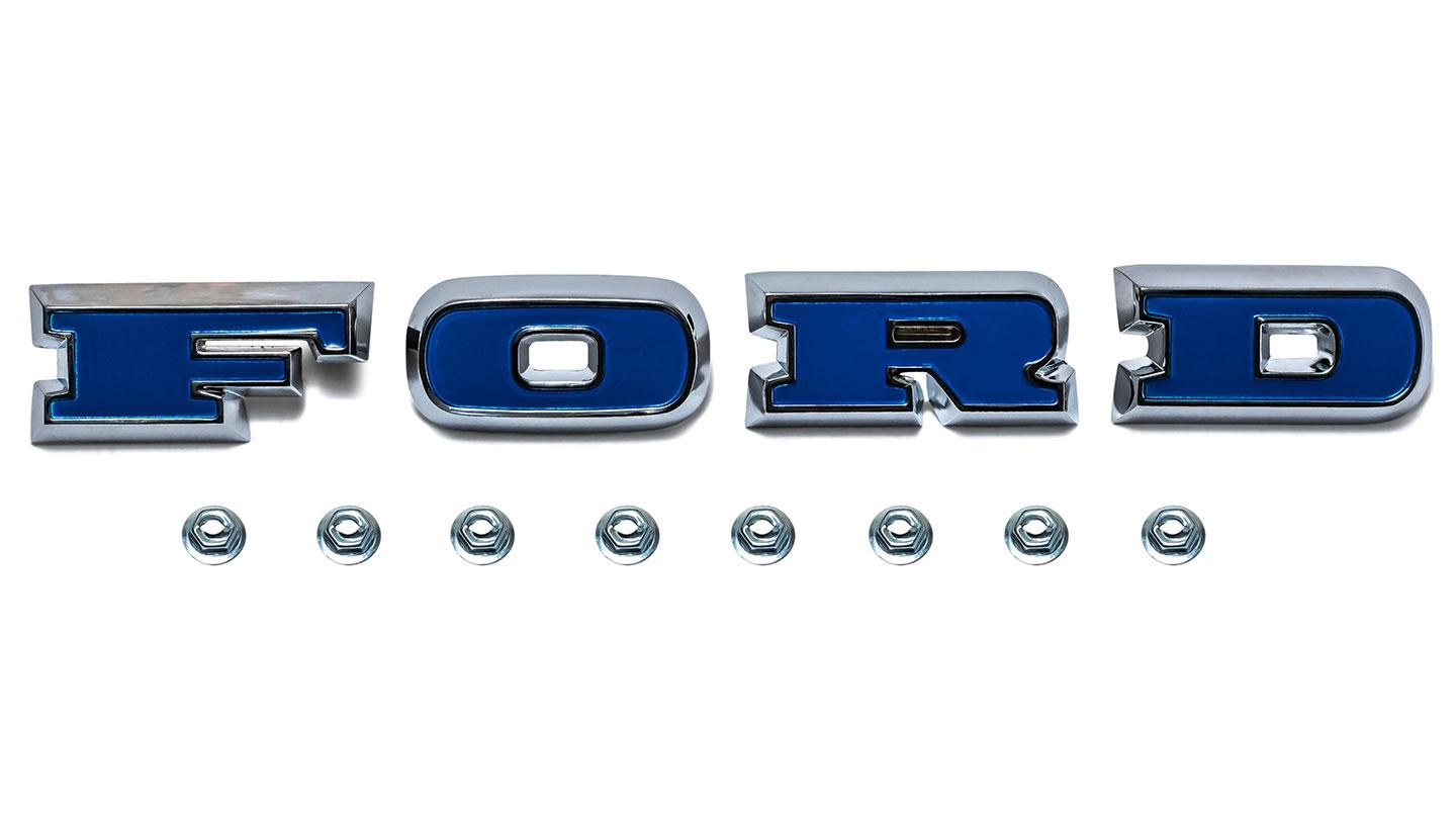 FORD Grille Letters, Blue Inserts, 1966-77 Ford Bronco