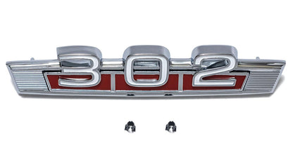 302 Engine Badge Fender Emblem, 66-77 Ford Bronco