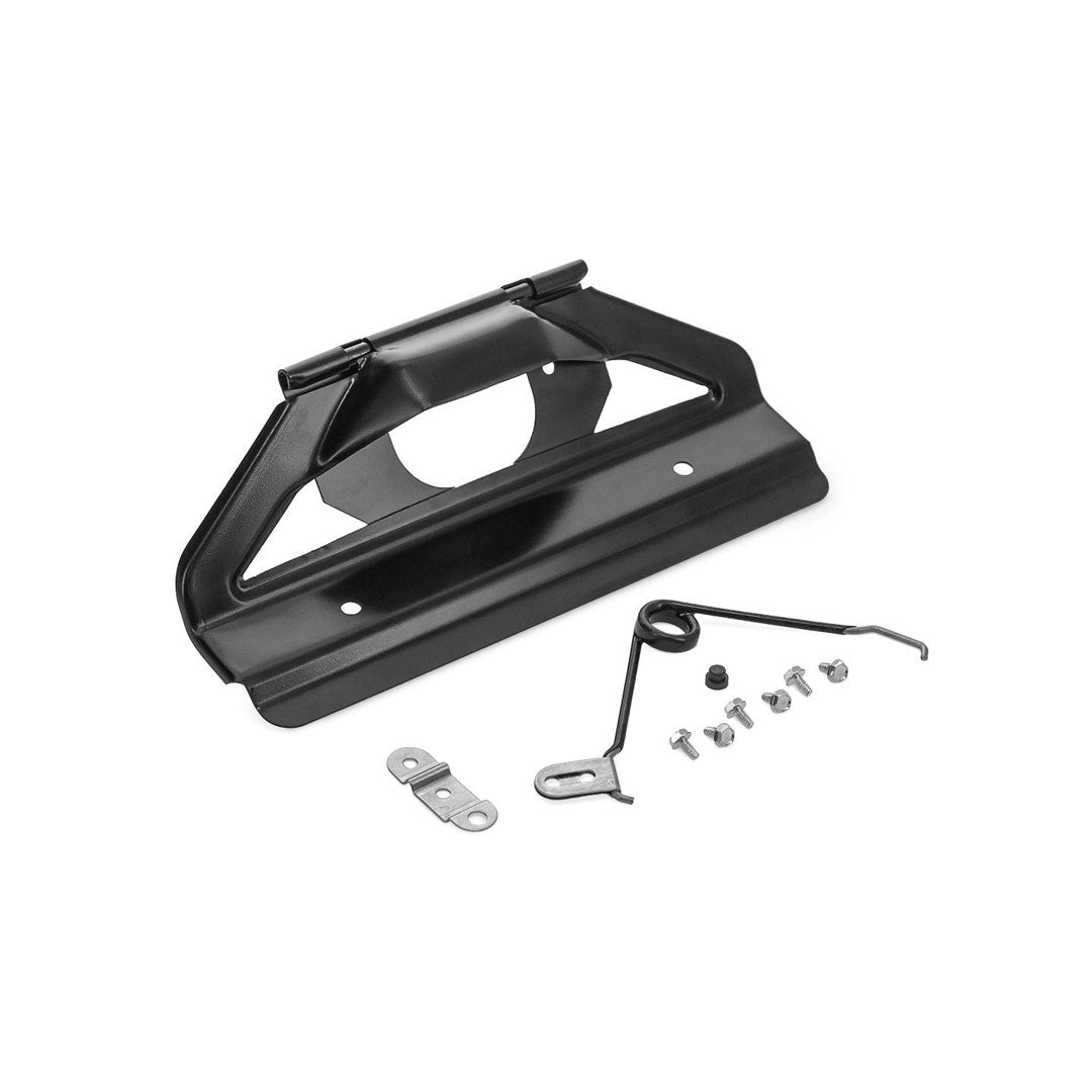 Black License Plate Bracket Assembly w/Retainer & Spring, 1966-77 Ford Bronco