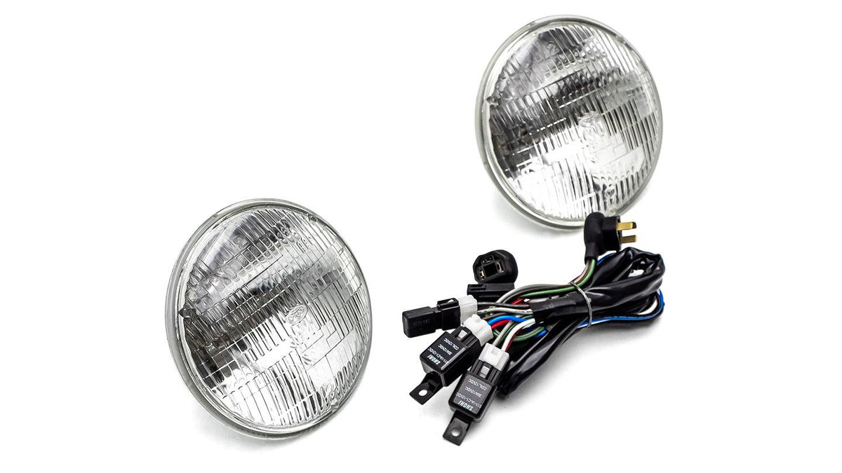 Halogen 7 inch Headlight Kit with FoMoCo Script & Wiring Harness, 1966