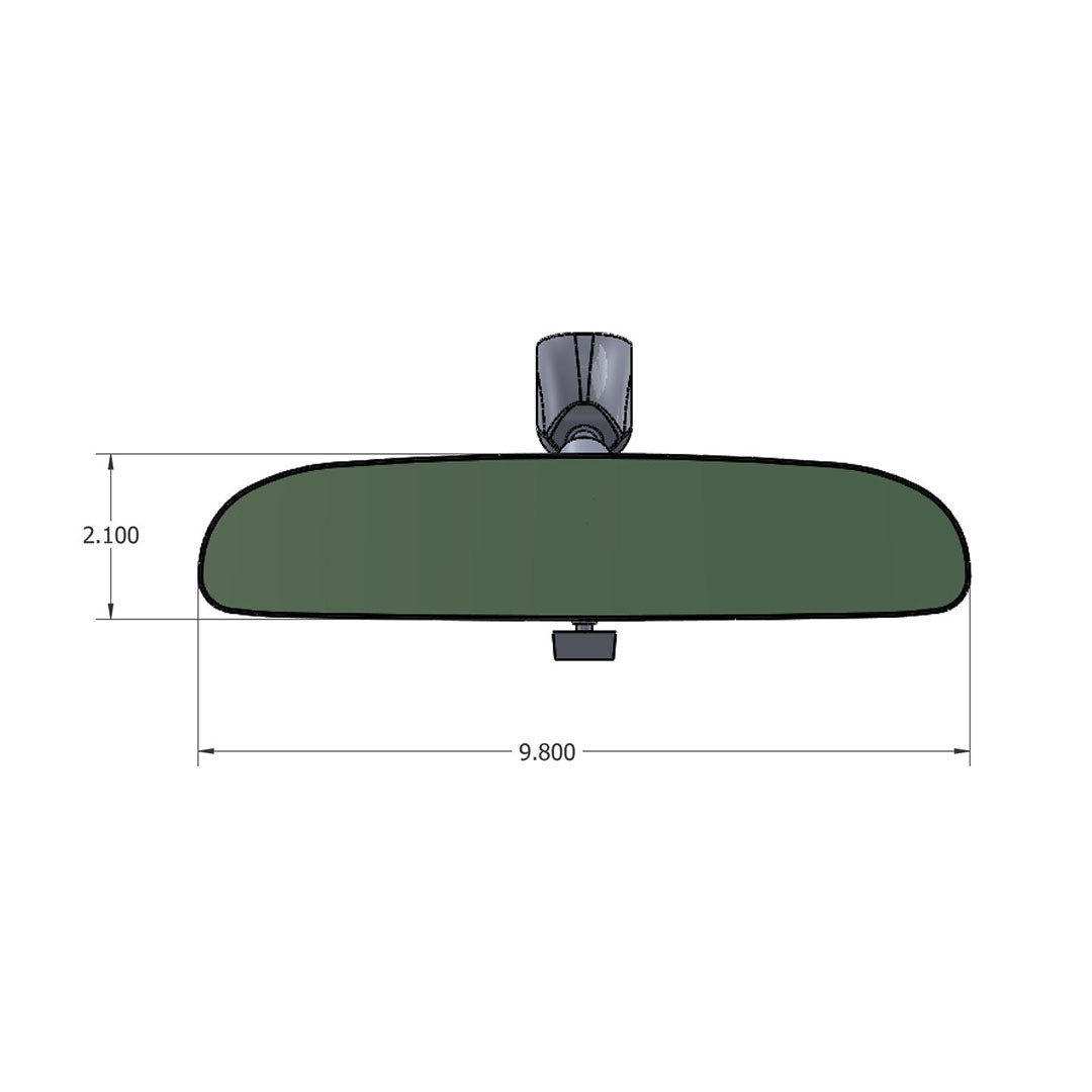 Rear View Mirror, BLACK w/Silver - Day/Night