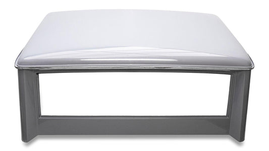 White fiberglass hard top for classic Ford Bronco, side view