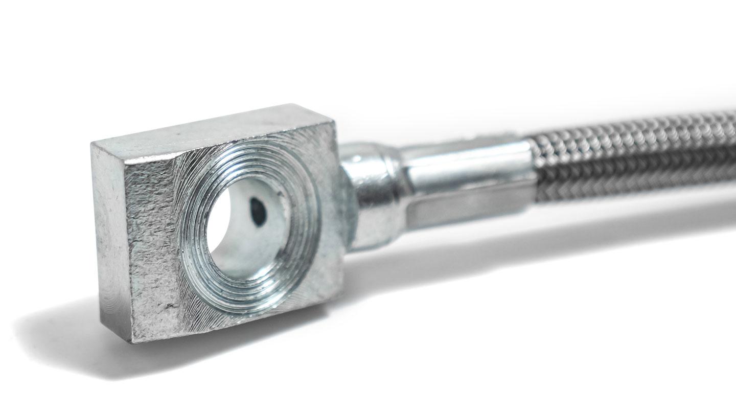 Front Outer Brake Caliper Hose - Braided Stainless, Disc, Driver or Passenger, 1976-77 Ford Bronco