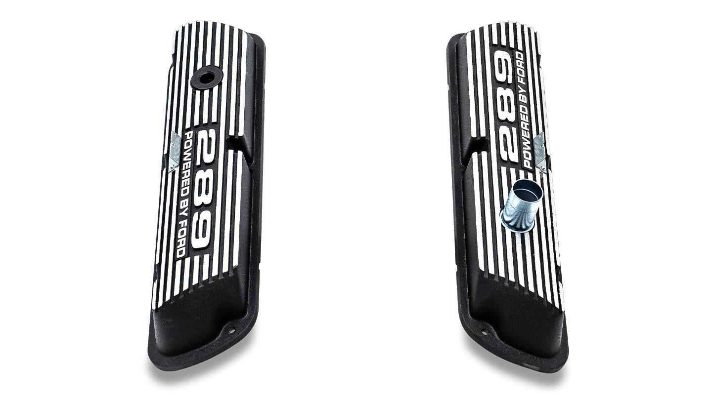 Aluminum Valve Covers, Black w/289 Engine Script, 1966-77 Ford Bronco