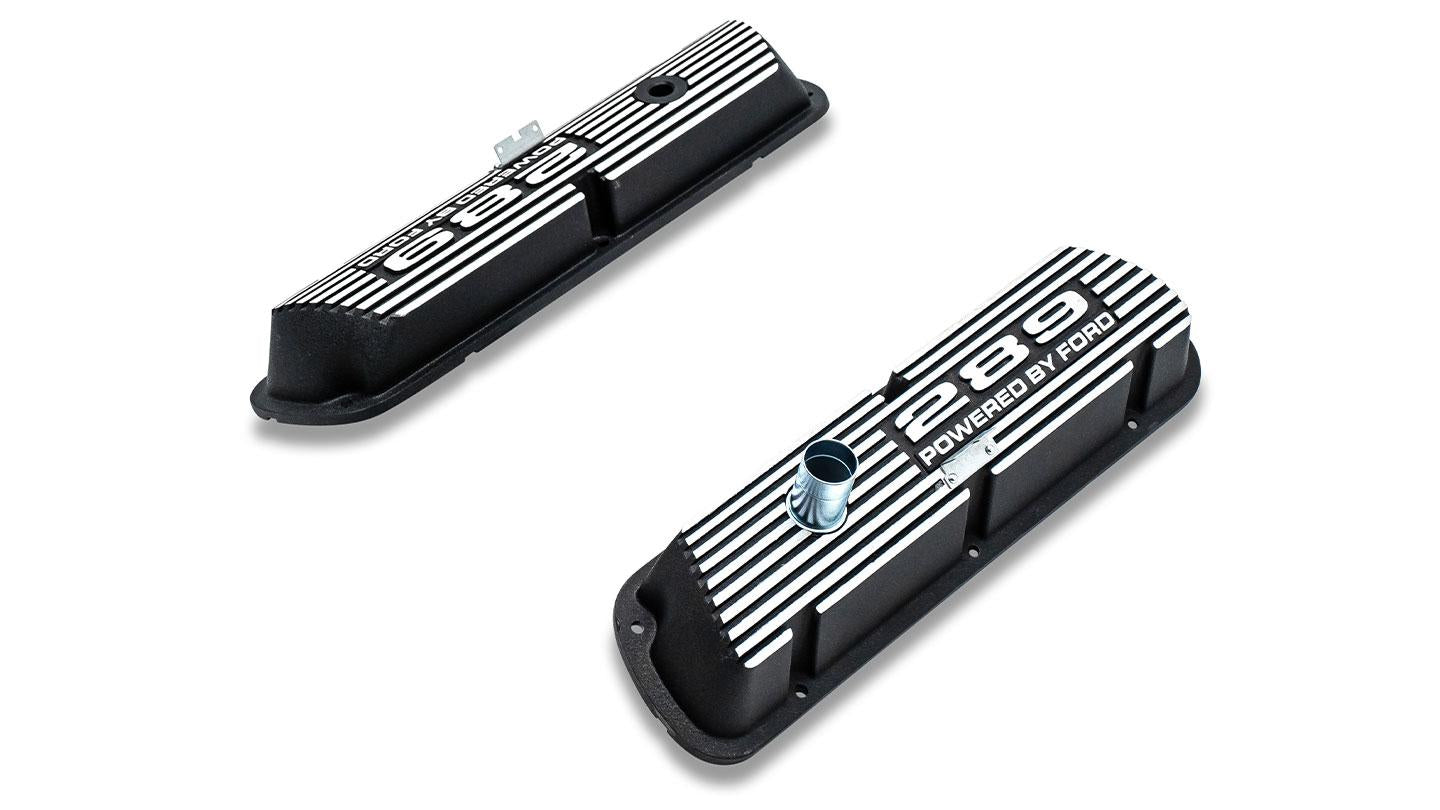 Aluminum Valve Covers, Black w/289 Engine Script, 1966-77 Ford Bronco