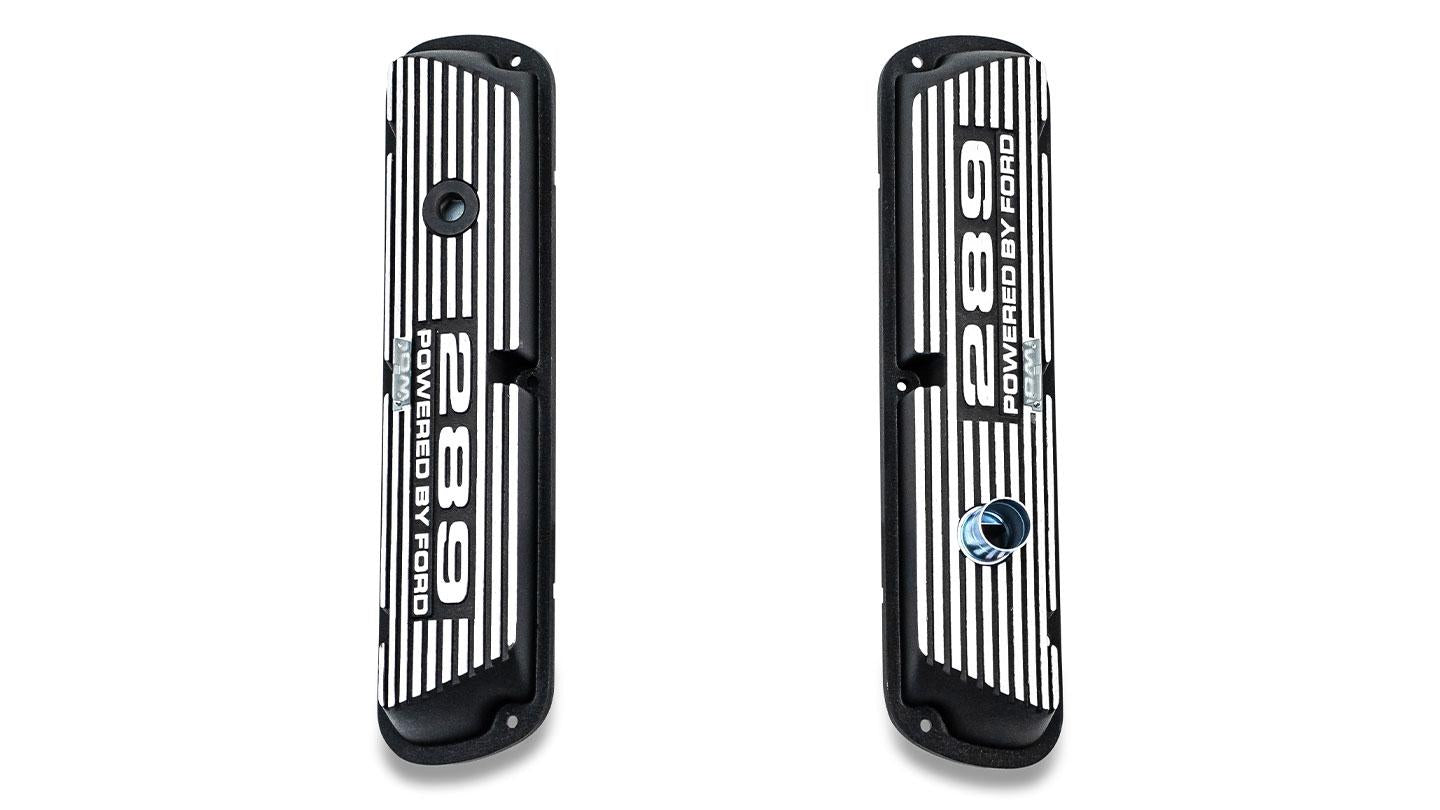 Aluminum Valve Covers, Black w/289 Engine Script, 1966-77 Ford Bronco