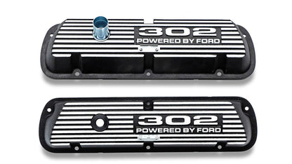 Black 302 Script Aluminum Valve Covers, 1966-77 Ford Bronco