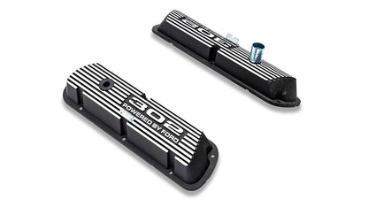 Black 302 Script Aluminum Valve Covers, 1966-77 Ford Bronco