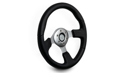 Silver Steering Wheel w/Black Leather Wrap