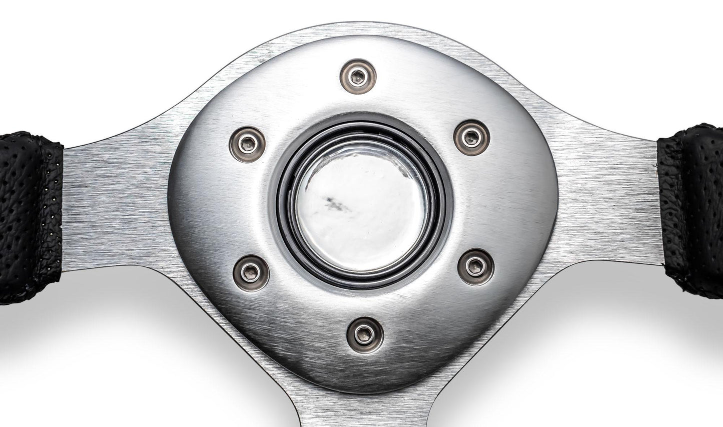 Silver Steering Wheel w/Black Leather Wrap