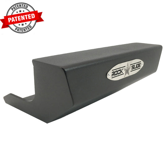 Black hitch slider with textured finish and integrated step, rear view for Ford Bronco