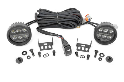 LED Ditch Light Kit - 3.5" Black Round Pair w/Amber DRL, 21-24 Bronco