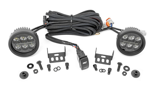 LED Ditch Light Kit - 3.5" Black Round Pair w/Amber DRL, 21-24 Bronco